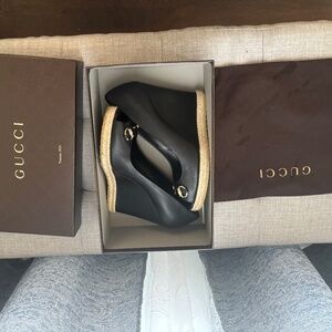 Gucci Leather Upper Wedge Sandal
